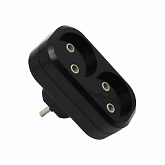 Тройник POWER (2 места 2p 10A/2,2кВт/220В) Черный UNIT (1/10/100)