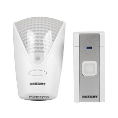 Беспров.двер. звонок RX-7 в роз. с ночн.подсв,и индик. 36 мел,80м IP44 (белый/серый) REXANT 73-0070