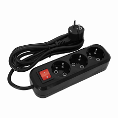 Удлинитель POWER (3 места 2p+pe+выкл с/з 5м. 3х1мм2 16А/3,5кВт/220В) Черный UNIT (1/30)