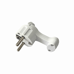 Вилка POWER угловая плоская с кольцом 2p+pe 16А Белая UNIT (1/20/240)