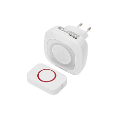 Беспров.двер. звонок в розетку c цифр.код,мигающий 36 мелодий 150м IP44 (белый/серый) REXANT 73-0090