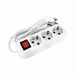 Удлинитель POWER (3 места 2p+pe+выкл с/з 3м. 3х1мм2 16А/3,5кВт/220В) Белый UNIT (1/40)