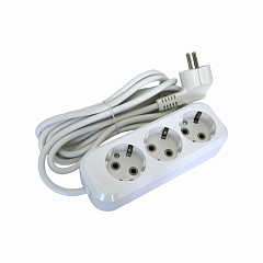 Удлинитель POWER (3 места 2p+pe с/з 5м. 3х1мм2 16А/3,5кВт/220В) Белый UNIT (1/30)