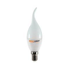 LED ЛАМПА CF37 "Свеча на ветру"  7W 630Lm 230V 6500K E14 MEGALIGHT (10/100)