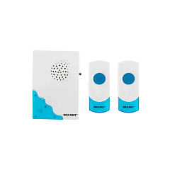 Беспроводной дверной звонок RX-4 с 2 кнопк. вызова 32 мелодии 100м IP44 (белый/синий) REXANT 73-0040