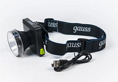 Фонарь Gauss LED налобный модель GFL401 5W 100lm Li-on 3000mAh диммируемый