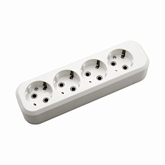 Колодка POWER (4 места 2p+pe с/з 16А/3,5кВт/220В) Белая UNIT (1/100)