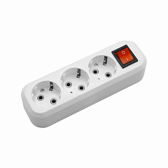 Колодка POWER (3 места 2p+pe+выкл с/з 16А/3,5кВт/220В) Белая UNIT (1/100)